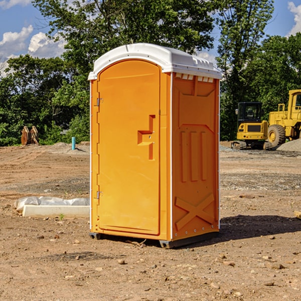 how often are the portable restrooms cleaned and serviced during a rental period in Hanford